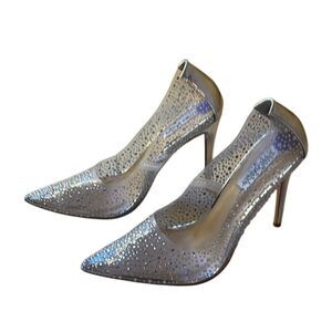 Steve Madden Kaidel See Thru Rhinestone silver pump heels 8.5